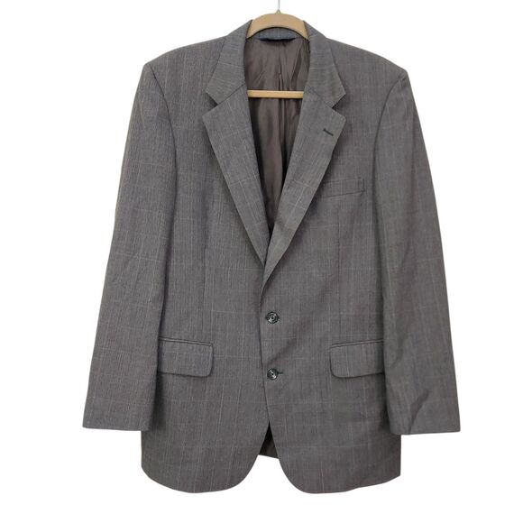 Vintage Burberrys' Sport Blazer Jacket Coat 40R Gray Two Button Checks Wool - Picture 1 of 14